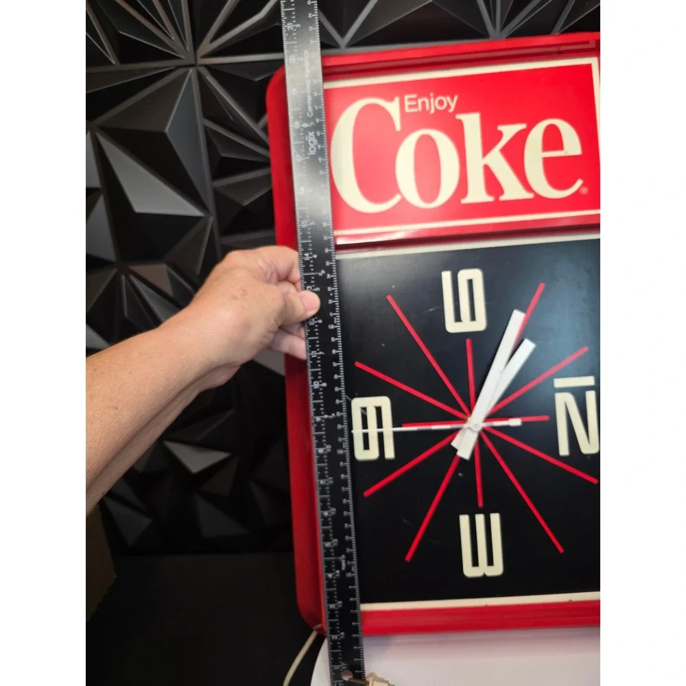 Vintage Enjoy Coca-Cola Electric Wall Clock 20x12 Red Sign Advertising Retro
